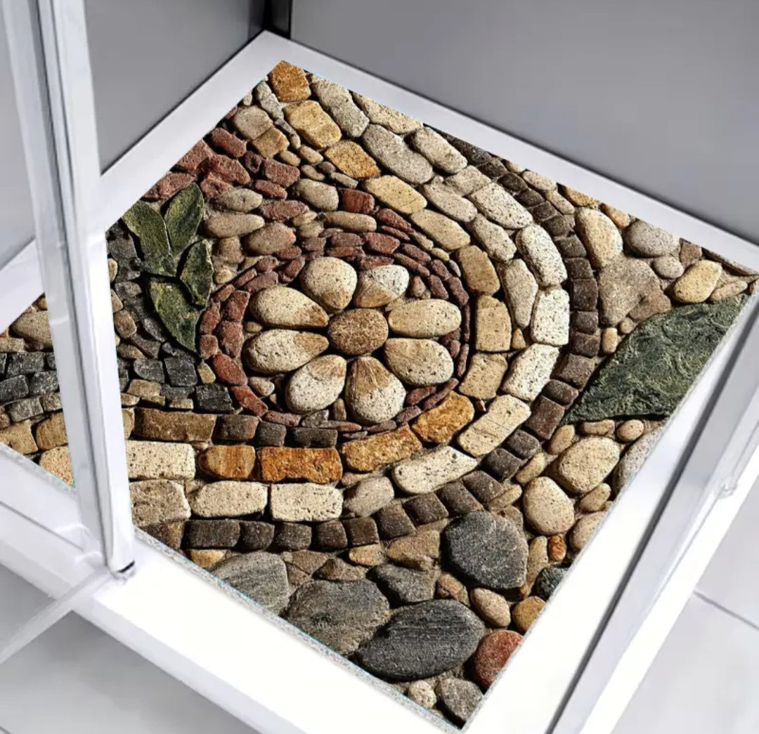 Natural Pebble Shower Bath Mat – Non-Slip Quick-Dry PVC Bathroom Floor Mat