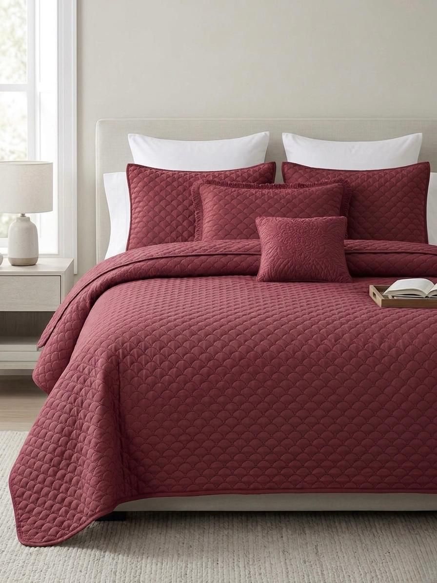 Premium Embossed Oxford Bedspread Set – King Size | 16 Elegant Colours