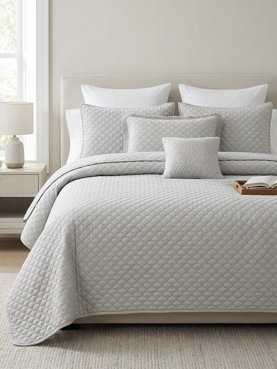 Premium Embossed Oxford Bedspread Set – King Size | 16 Elegant Colours