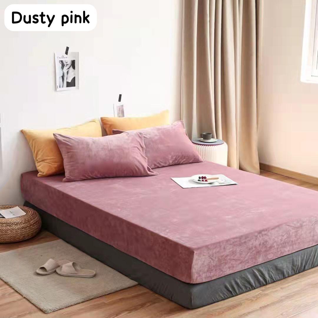 3pcs Velvet Sheet Set (Winter Fitted Set)