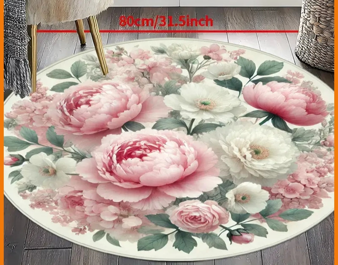 Floral round rug