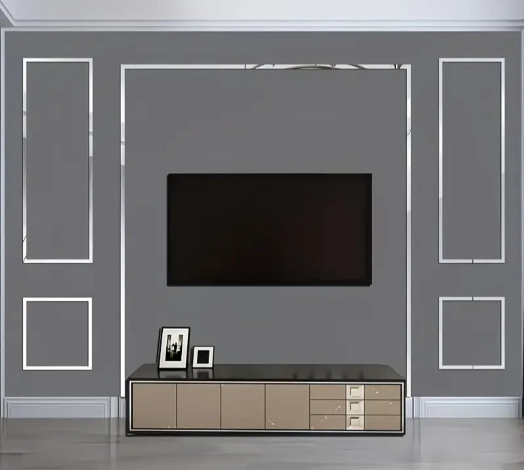 Space-Enhancing Mirror Wall Stickers – 3D Acrylic Reflective Strips (20PCS, Horizontal & Vertical Layout)