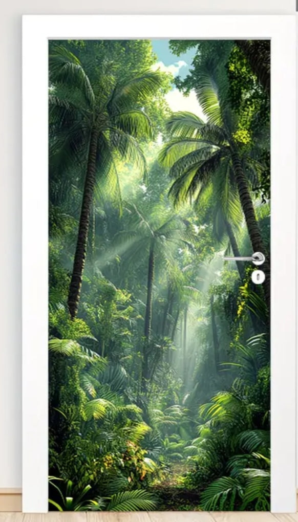 Botanical Door Wrap Collection – Nature-Inspired 3D Wall Murals (95 × 215 cm) | Peel & Stick Waterproof Door Stickers for Home Décor