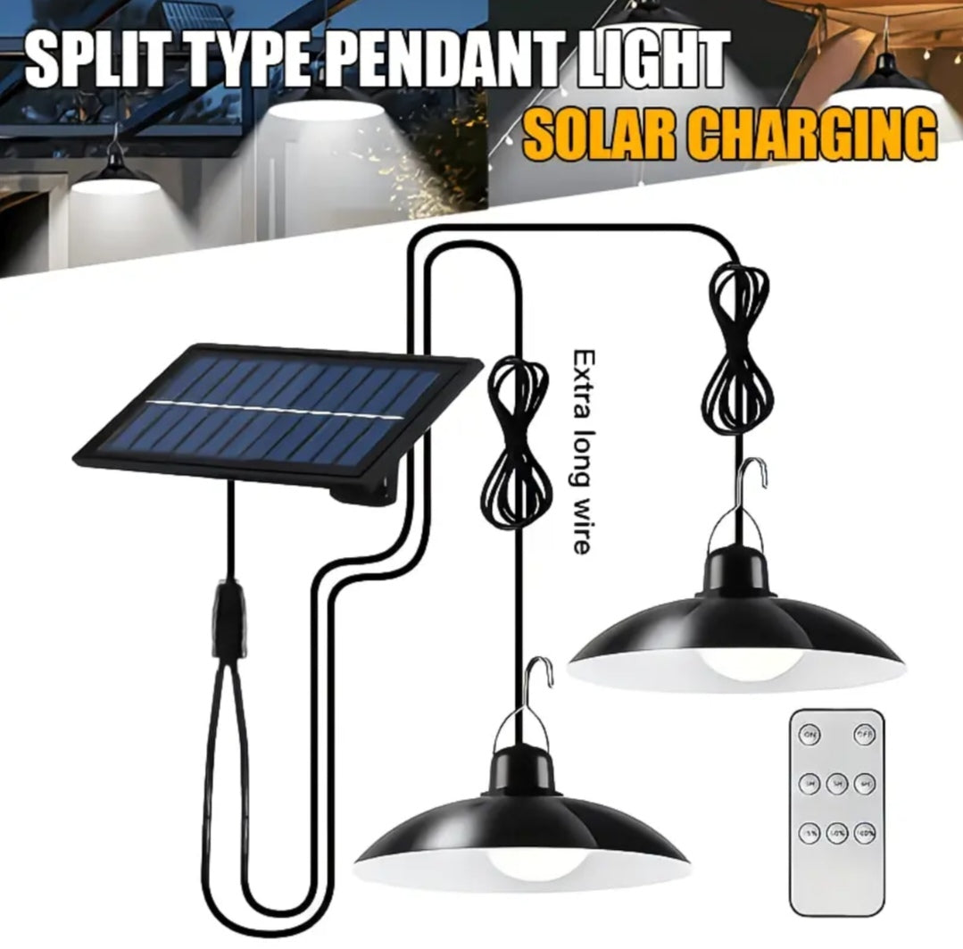 Solar Pendant Light Outdoor – Modern Hanging LED Ceiling Light, Waterproof Garden Patio Shed Lighting
