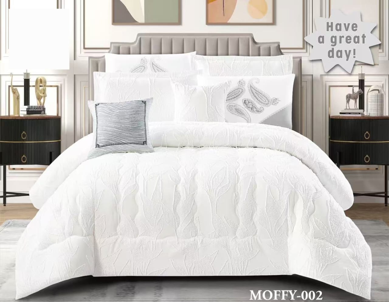 Luxury 7 Piece King Comforter Set – Soft Embroidered Bedroom Bedding