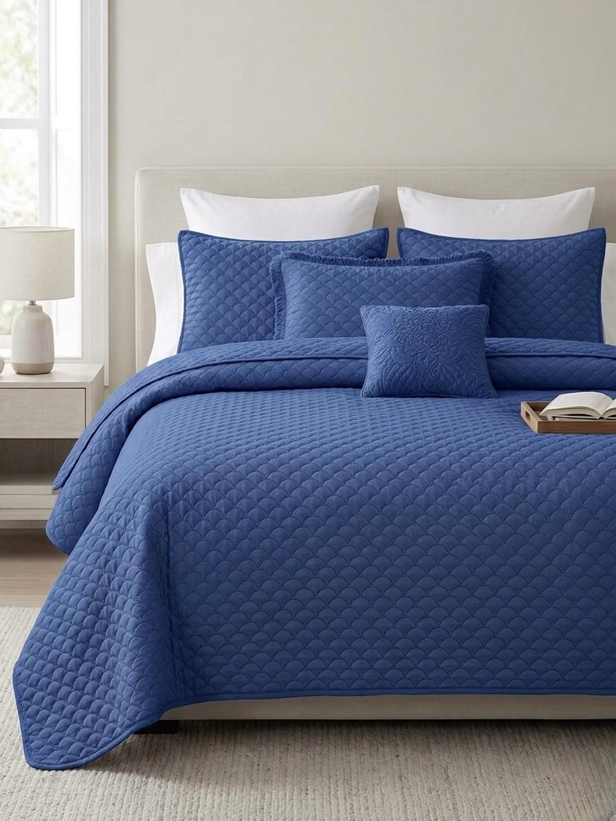 Premium Embossed Oxford Bedspread Set – King Size | 16 Elegant Colours