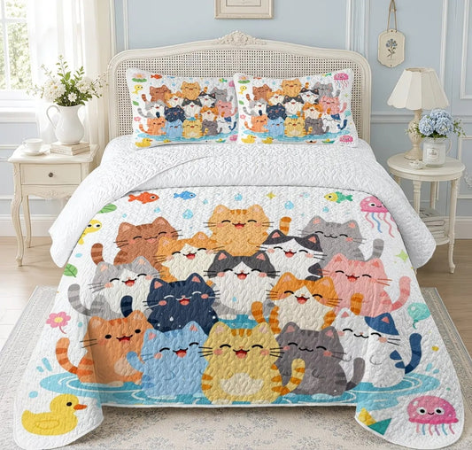 Single Bed Cover Set 150 x 200 cm | Embossed Bed Cover with 1 Pillowcase | Various Designs
