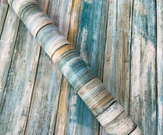 Ocean Blue Distressed Wood Peel & Stick Wallpaper – Self-Adhesive Waterproof Wall & Furniture Covering