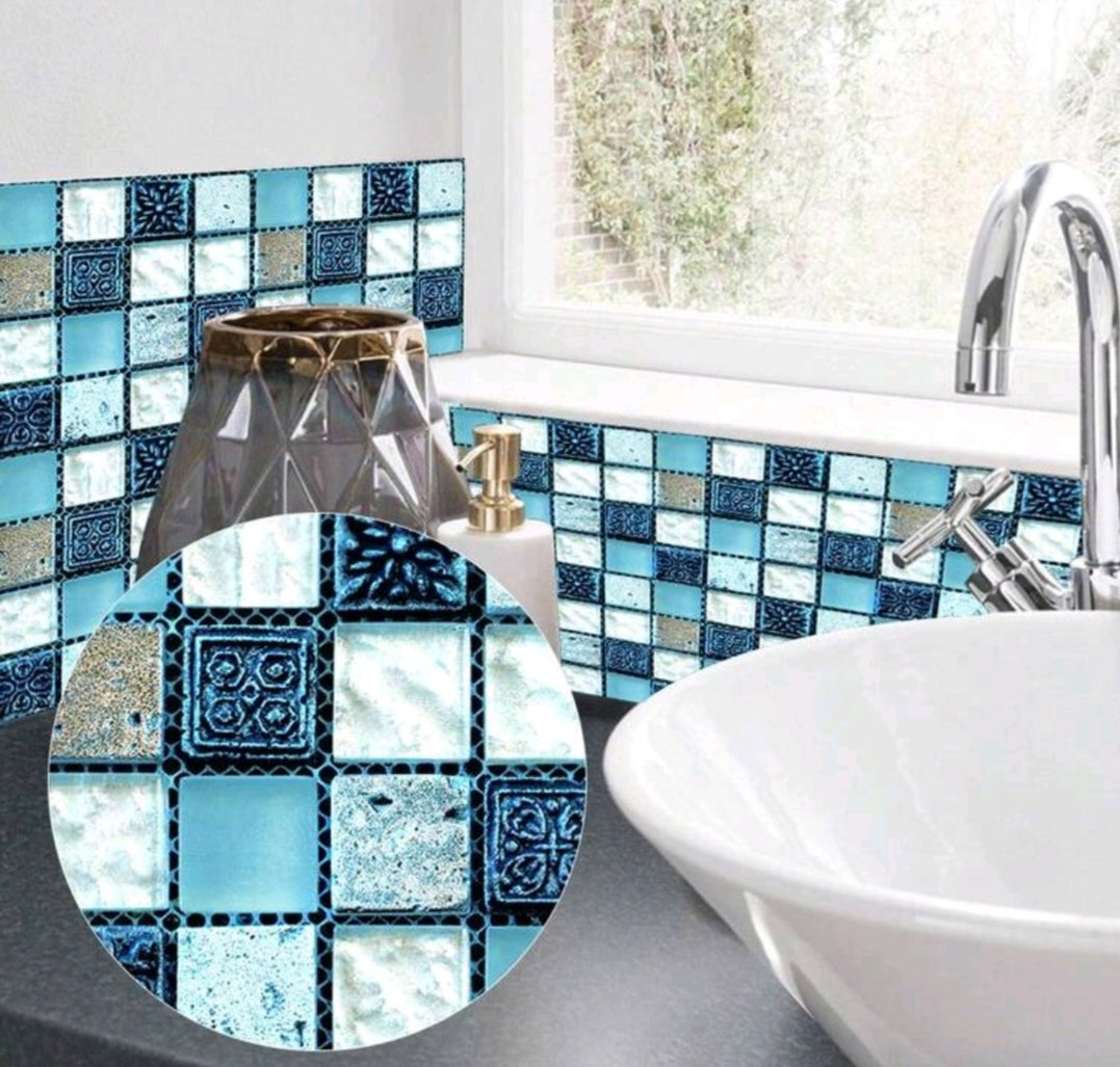 Retro Peel and Stick Tile Stickers – Waterproof Self Adhesive Mosaic Decals for Kitchen Backsplash & Bathroom Walls