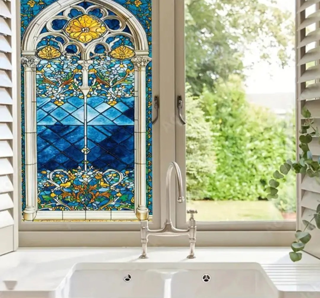 Window privacy film in blue