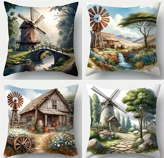 Plaaslewe Sierkussing Oortreksel (45x45cm) | Donkies, Windpomp & Plaas Tema