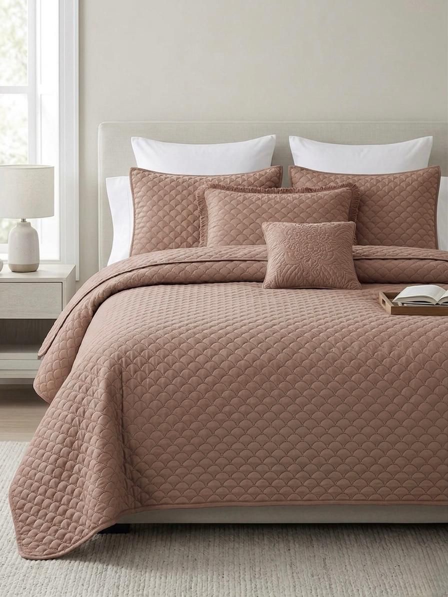 Premium Embossed Oxford Bedspread Set – King Size | 16 Elegant Colours