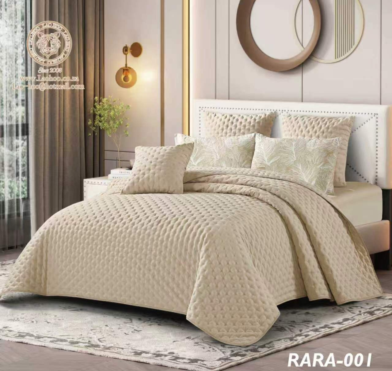 Luxury Debossed Microfibre Bedspread Set – 6 Piece Super King Bedding Set with Pillowcases & Scatter Cushion
