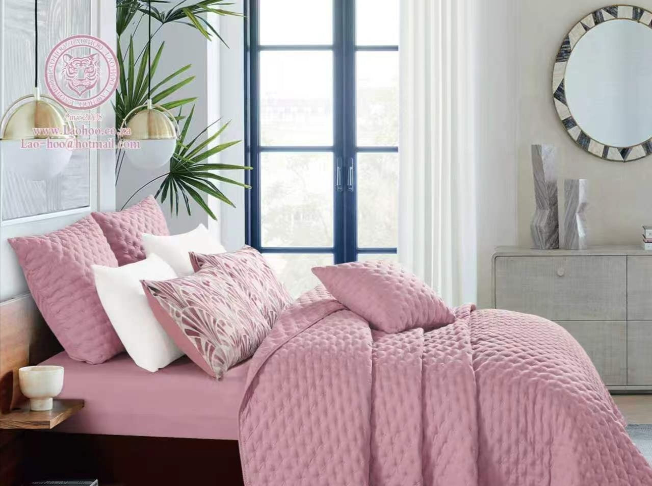 Luxury Debossed Microfibre Bedspread Set – 6 Piece Super King Bedding Set with Pillowcases & Scatter Cushion