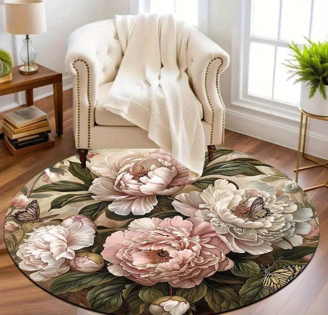 Floral round rug