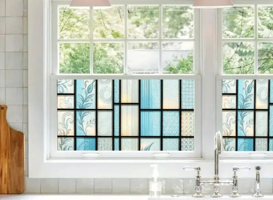 Window privacy film in blue