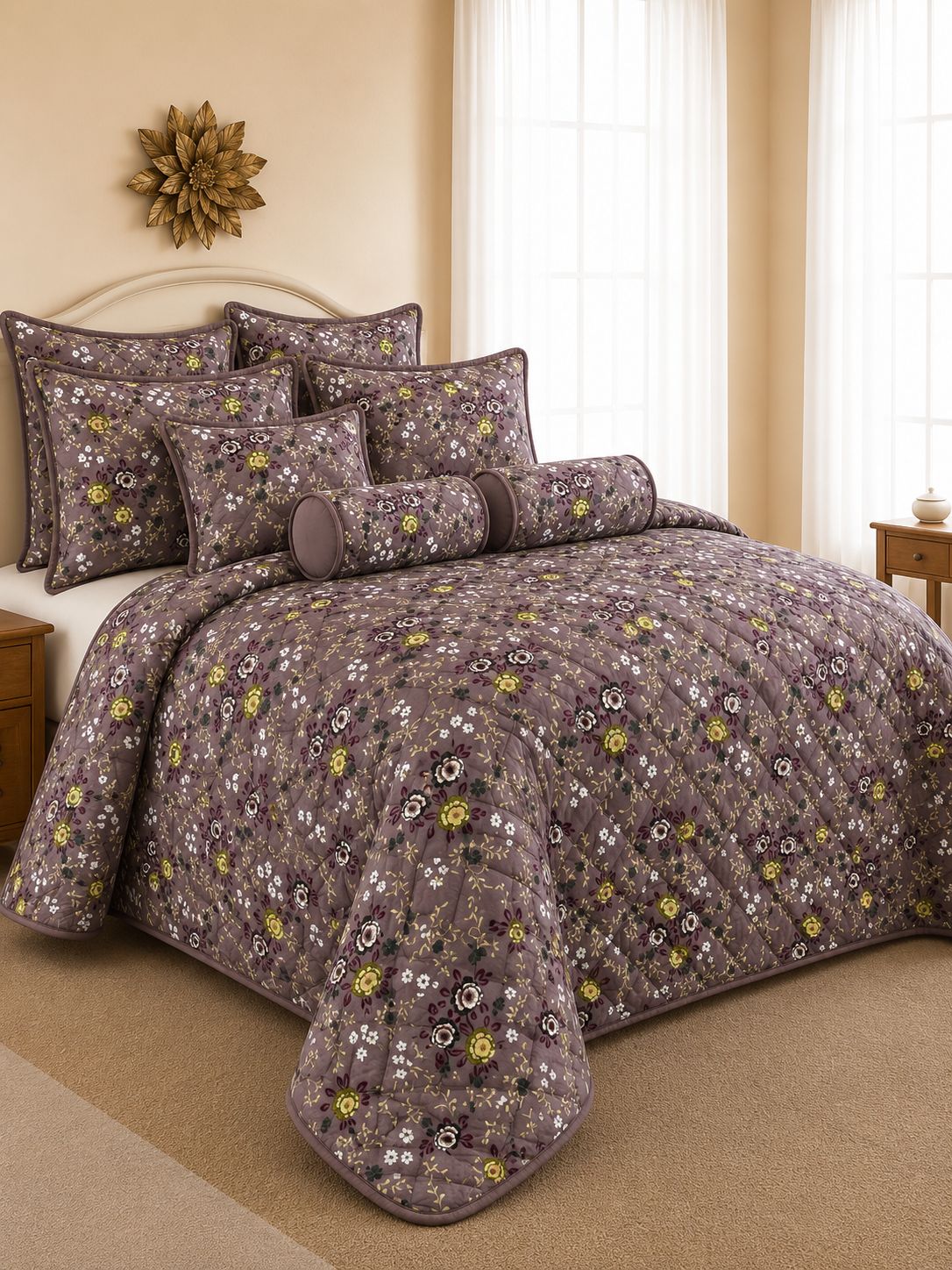 Luxury 9 Piece Quilted Comforter Set – King Size Bedding Collection