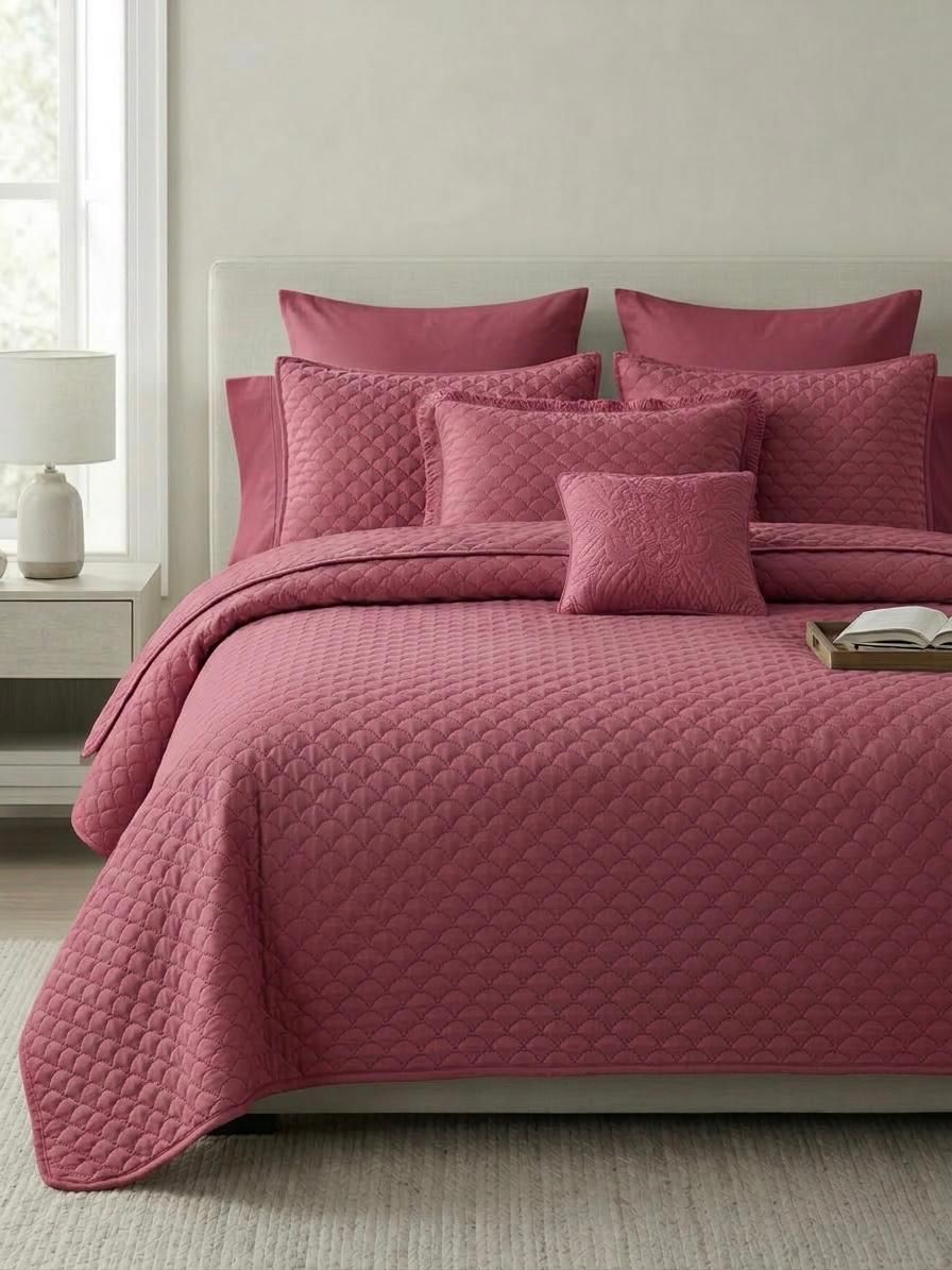 Premium Embossed Oxford Bedspread Set – King Size | 16 Elegant Colours