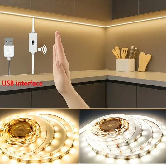 Motion Sensor LED Strip Lights USB – Under Cabinet Lighting for Kitchen, Wardrobe & Bedroom