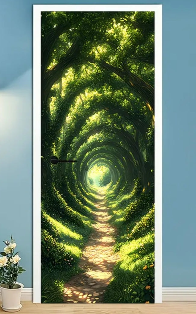 Botanical Door Wrap Collection – Nature-Inspired 3D Wall Murals (95 × 215 cm) | Peel & Stick Waterproof Door Stickers for Home Décor