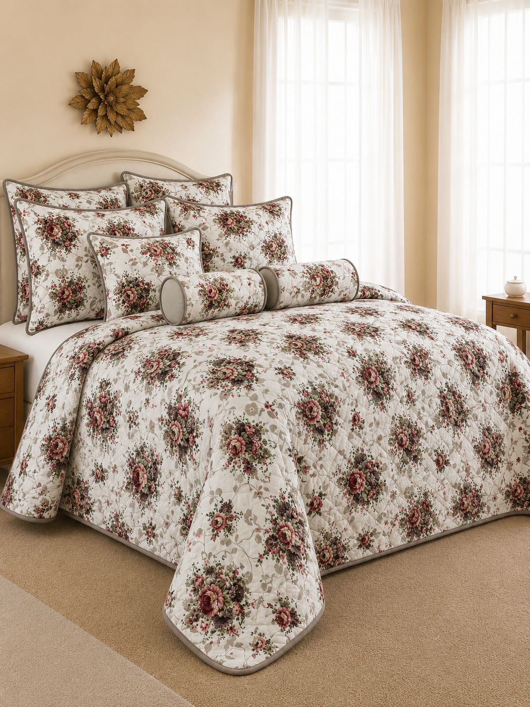 Luxury 9 Piece Quilted Comforter Set – King Size Bedding Collection