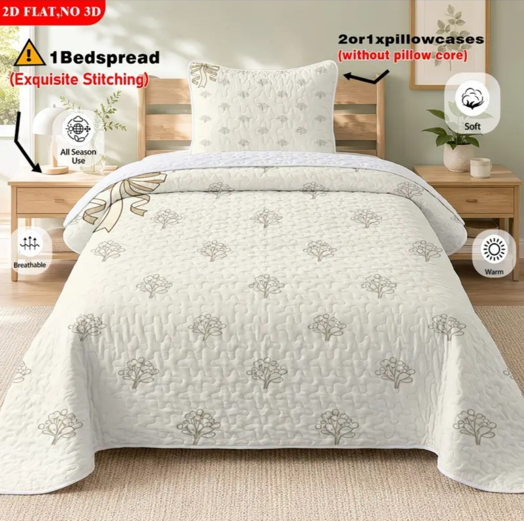 Single Bed Cover Set 150 x 200 cm | Embossed Bed Cover with 1 Pillowcase | Various Designs