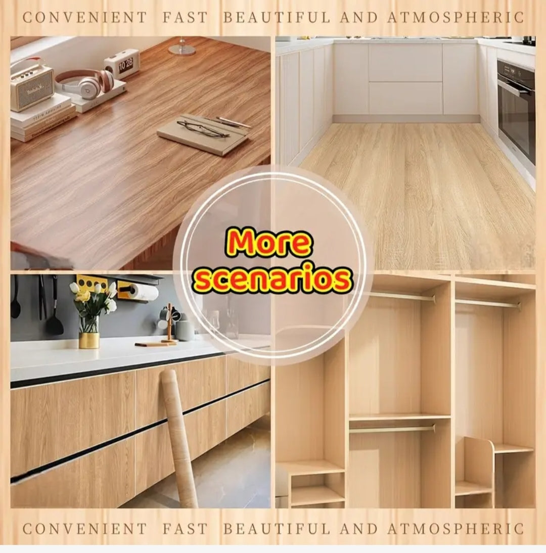 Wood Grain Vinyl Wrap – Self Adhesive Wood Effect Film for Doors, Furniture & Walls