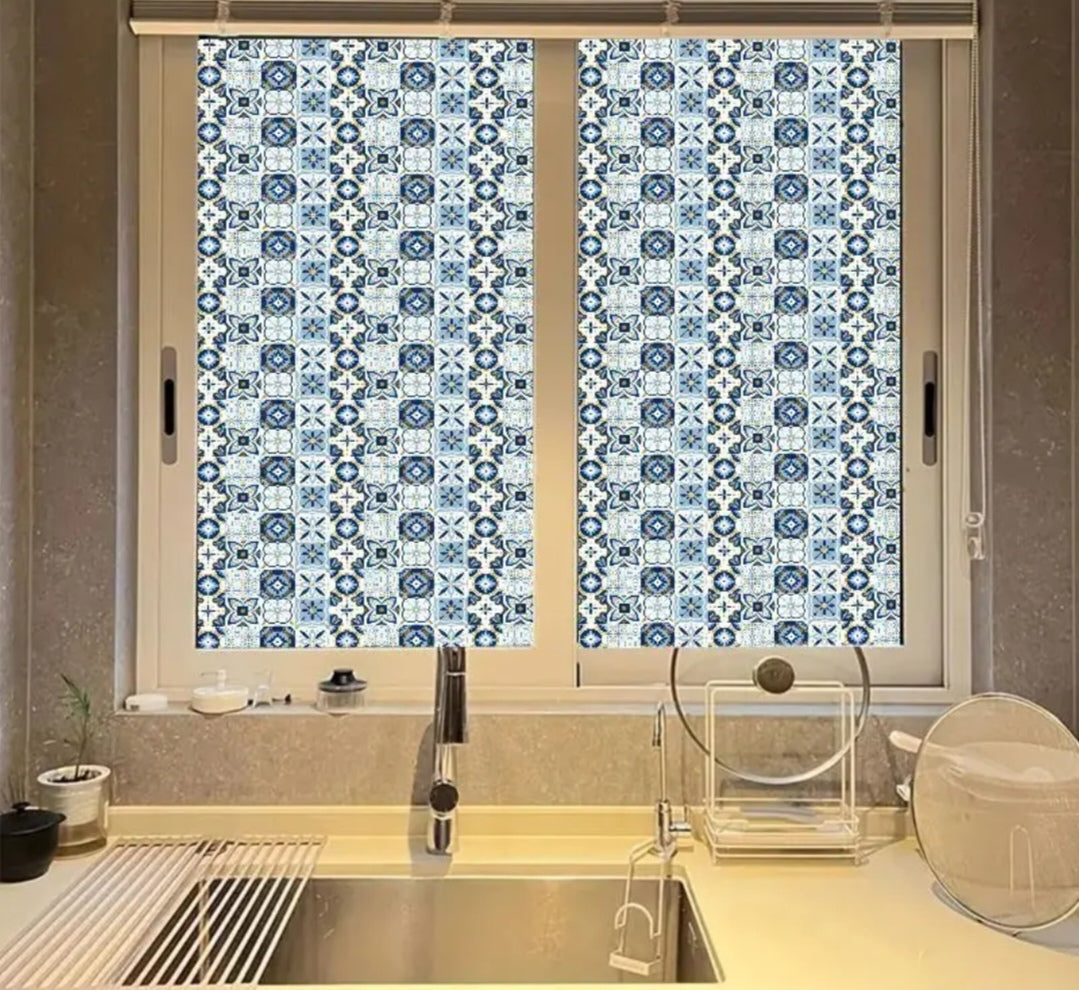 Window privacy film in blue