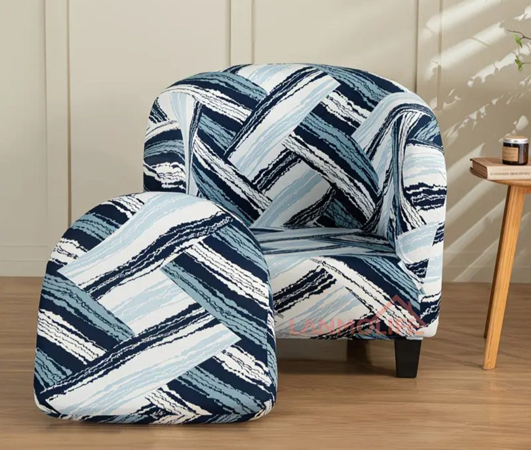 2-Piece Club Chair Printed Stretch Slipcover