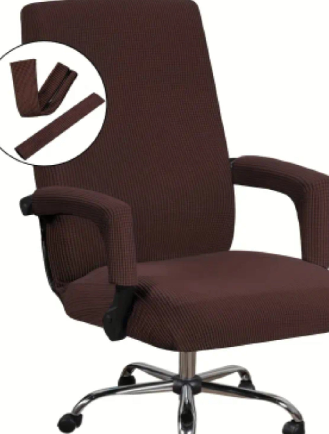 3-Piece Stretch Office Chair Cover Set – Non-Slip Jacquard Cover for Medium & High Back Computer Chairs