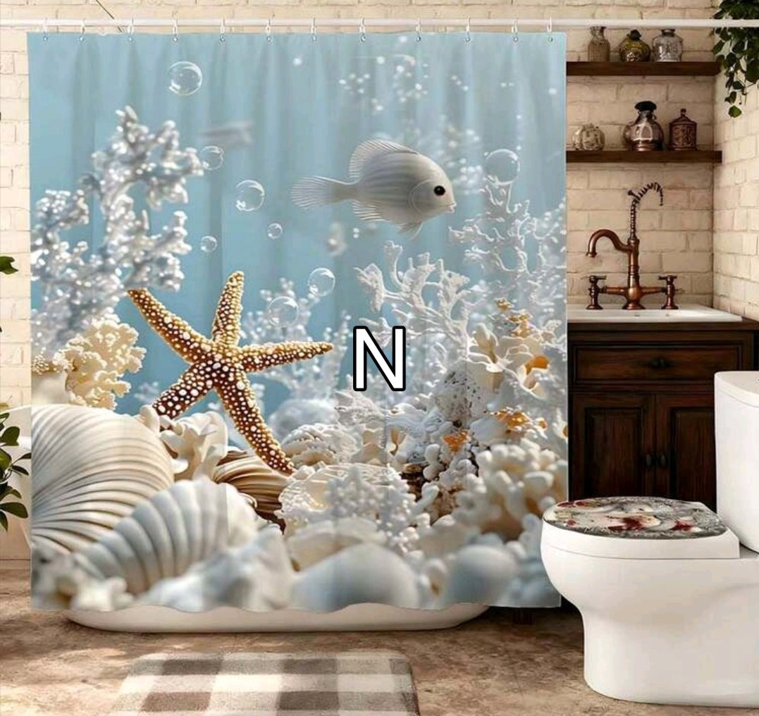 Coastal Breeze Shower Curtains 180×180cm – Beach-Themed Bathroom Style