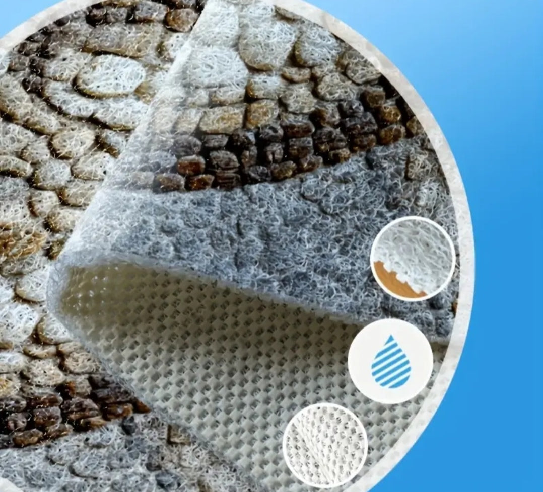 Natural Pebble Shower Bath Mat – Non-Slip Quick-Dry PVC Bathroom Floor Mat