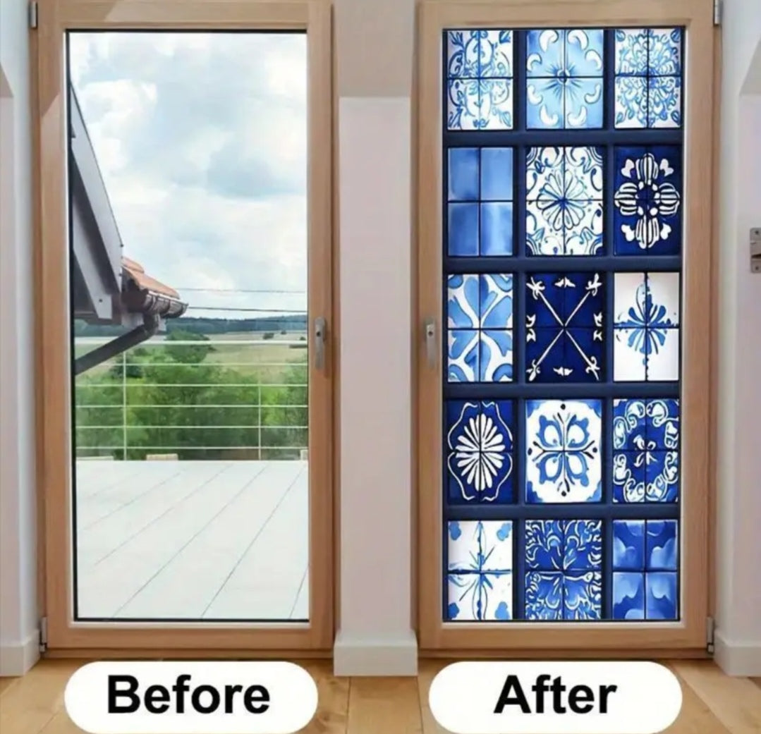 Window privacy film in blue