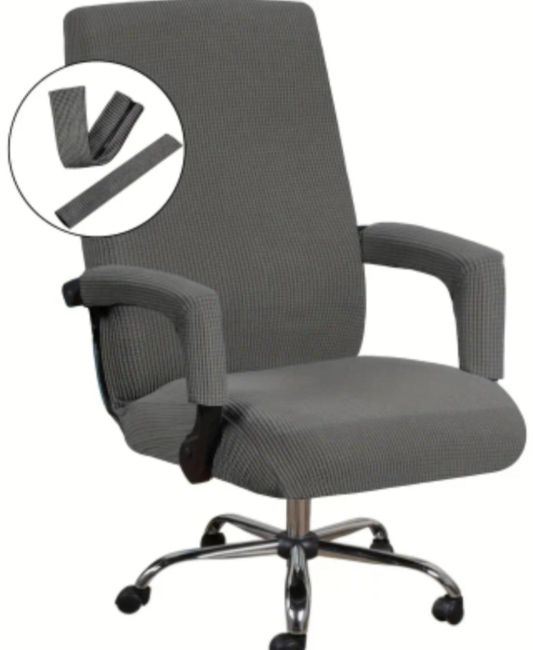 3-Piece Stretch Office Chair Cover Set – Non-Slip Jacquard Cover for Medium & High Back Computer Chairs