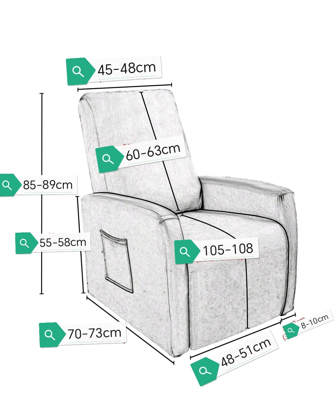 High back recliner slipcover
