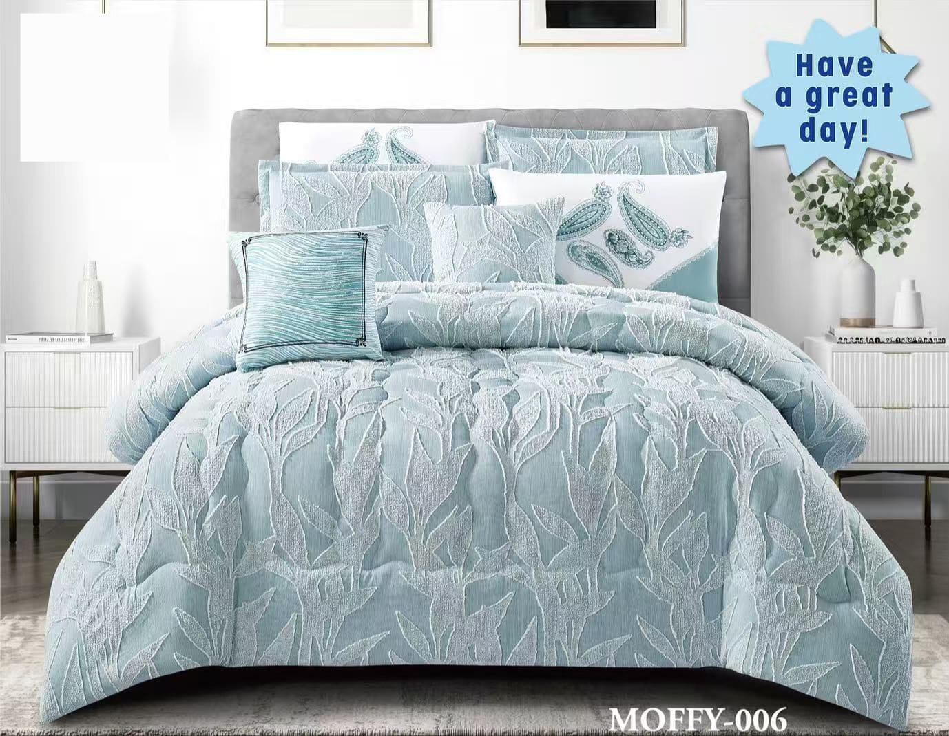 Luxury 7 Piece King Comforter Set – Soft Embroidered Bedroom Bedding