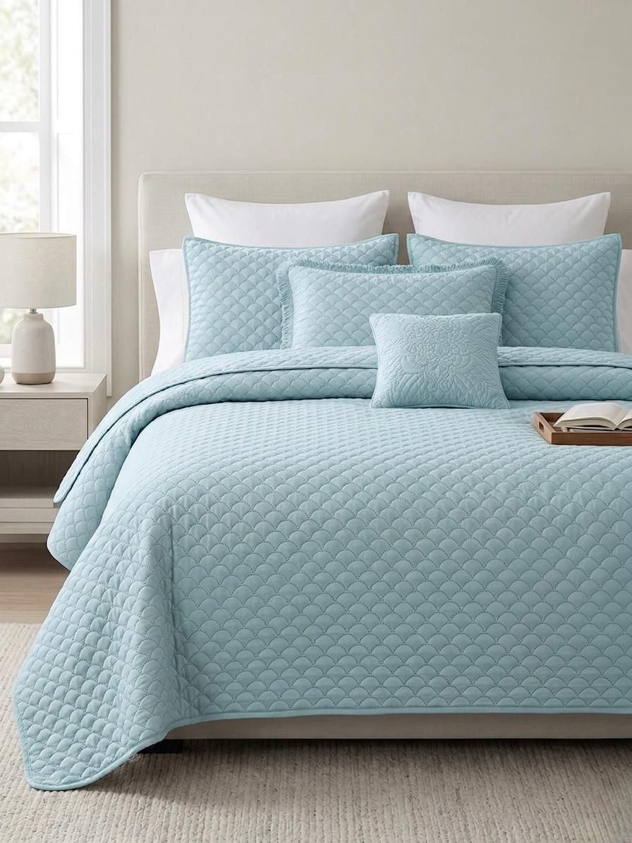 Premium Embossed Oxford Bedspread Set – King Size | 16 Elegant Colours