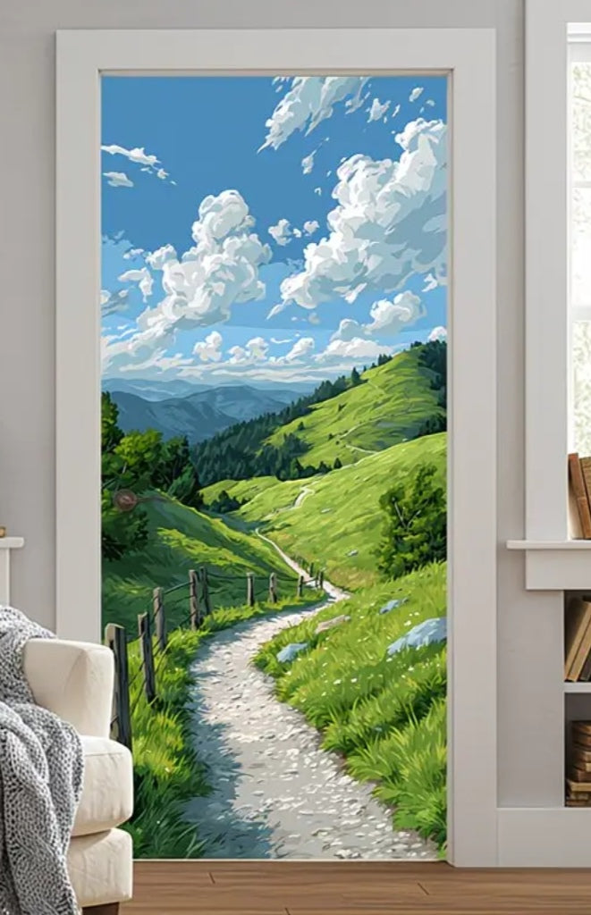 Botanical Door Wrap Collection – Nature-Inspired 3D Wall Murals (95 × 215 cm) | Peel & Stick Waterproof Door Stickers for Home Décor