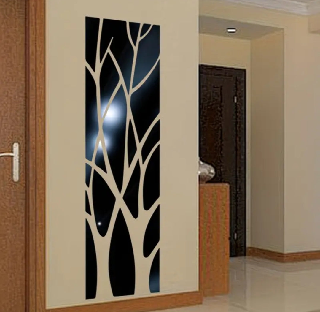 Modern Tree Branch Mirror Wall Stickers – 3D Acrylic Reflective Wall Art (DIY Lay