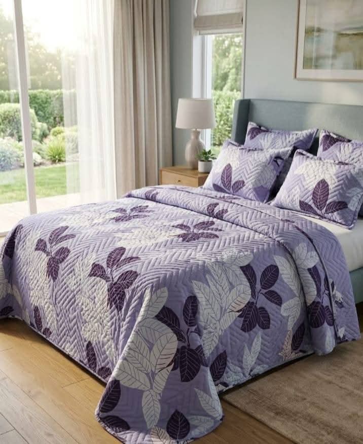 Luxury 5-Piece Cotton Bedspread Set with Floral Print – King Size Bedding Set with Pillowcases