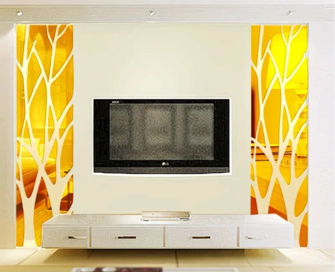 Modern Tree Branch Mirror Wall Stickers – 3D Acrylic Reflective Wall Art (DIY Lay