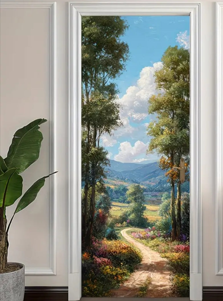 Botanical Door Wrap Collection – Nature-Inspired 3D Wall Murals (95 × 215 cm) | Peel & Stick Waterproof Door Stickers for Home Décor