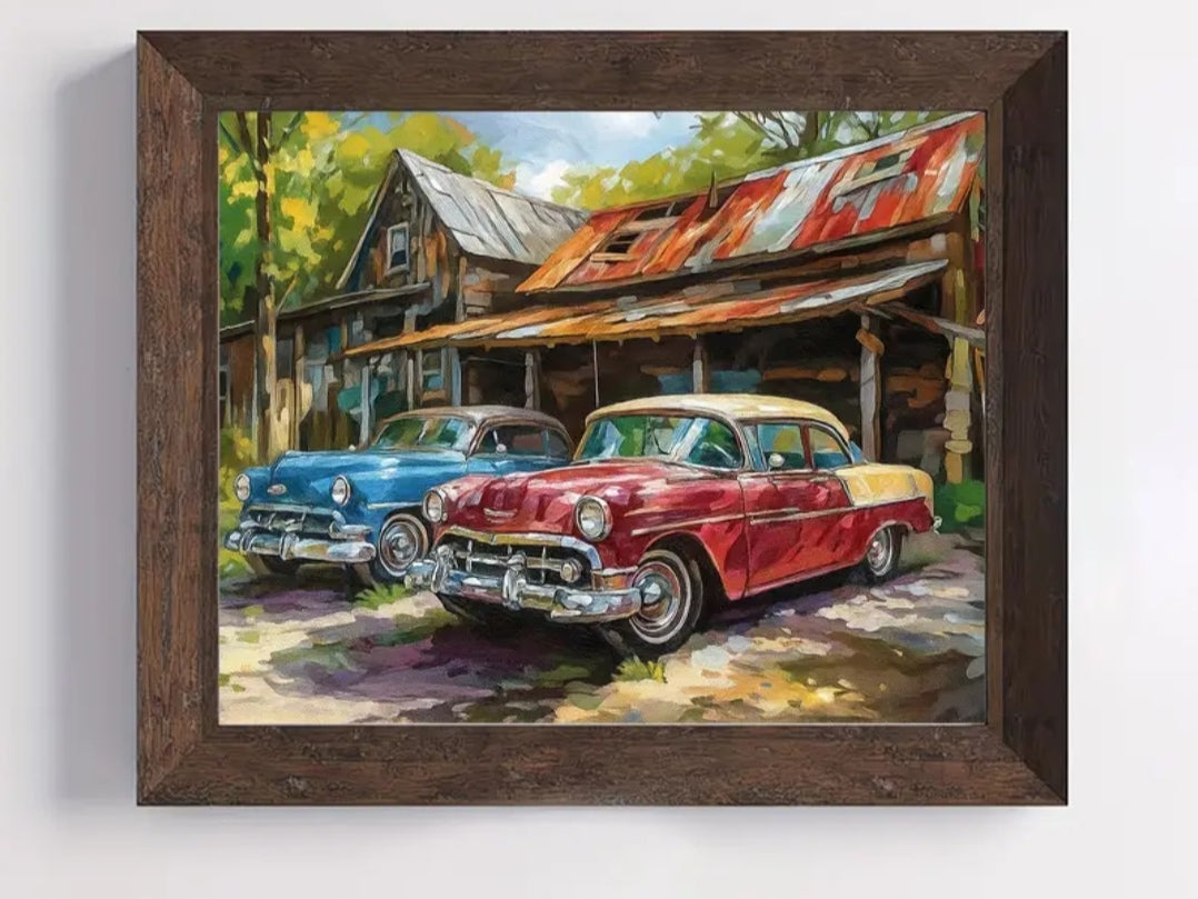 Vintage Classic Cars Paint by Numbers Kit – DIY Canvas Art
