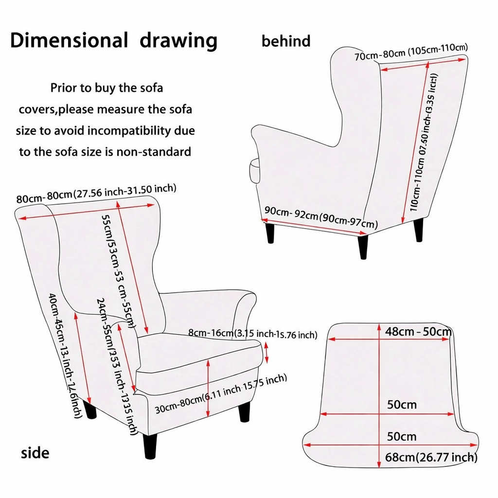 Last One Available – Cream Wingback Chair Cover | Stretch Corn Fleece 2-Piece Full Coverage