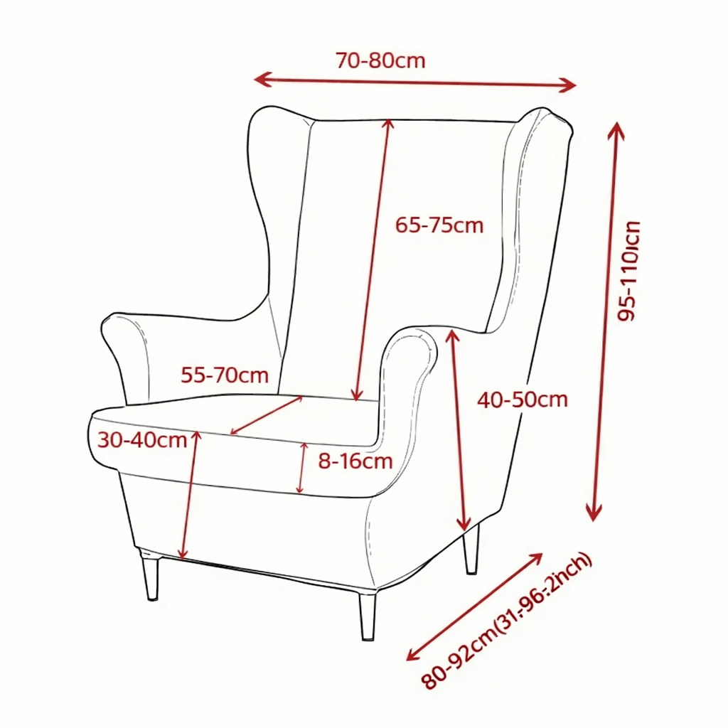 Stretch Wingback Chair Cover – Tropical Leaf Print, Universal Fit Slipcover, Machine Washable