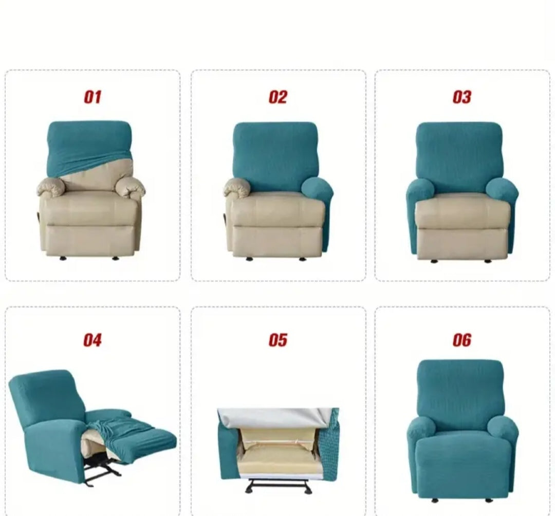 Dark Grey Recliner Chair Slipcover (4-Piece Set) – Stretch Fit for Small Recliners