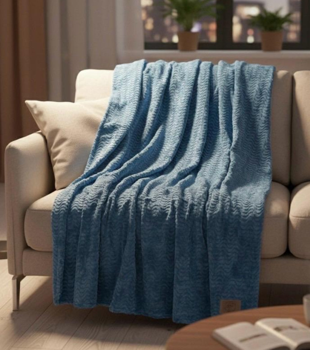 Textured flannel throw 180x200cm