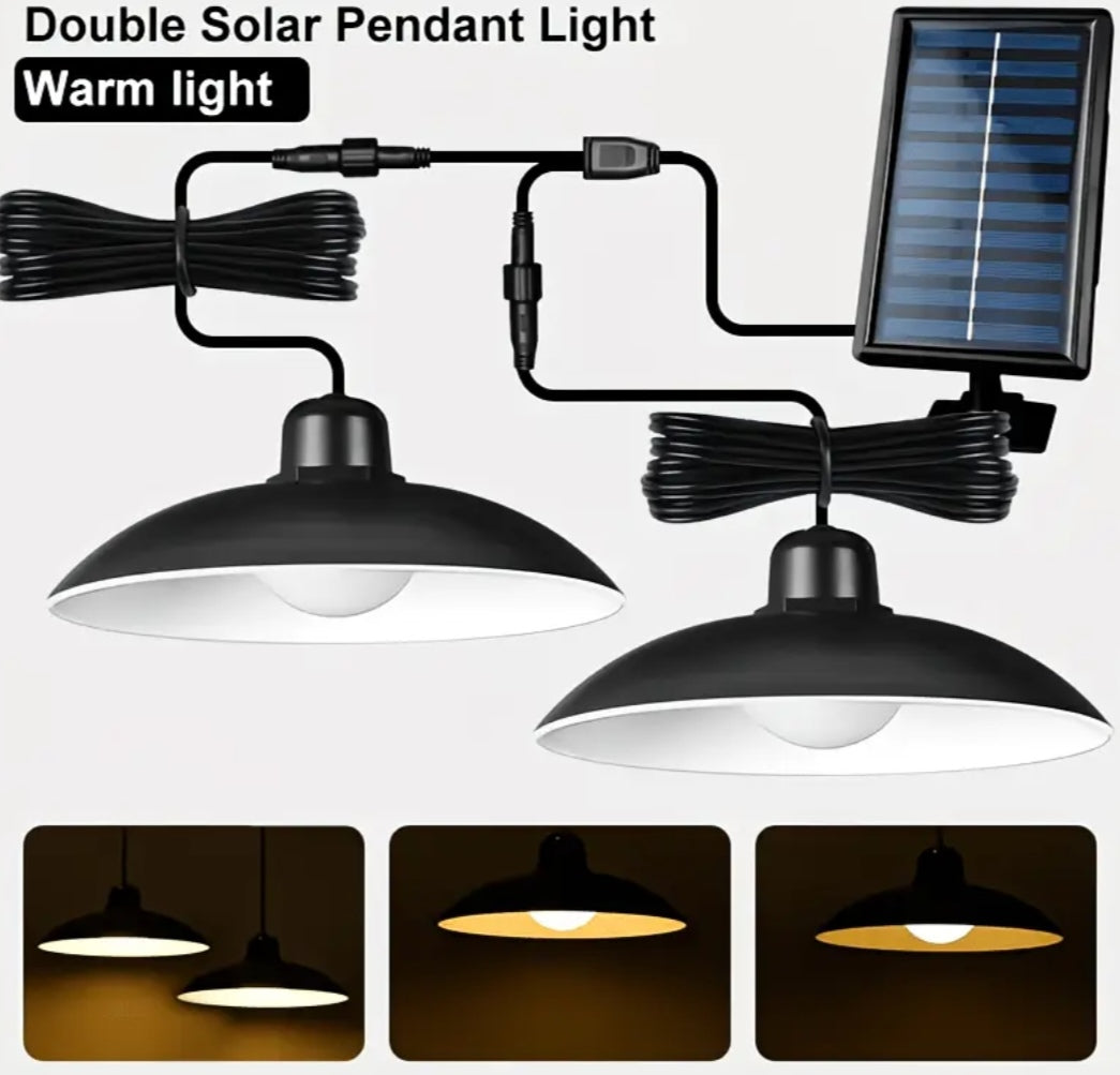 Solar Pendant Light Outdoor – Modern Hanging LED Ceiling Light, Waterproof Garden Patio Shed Lighting