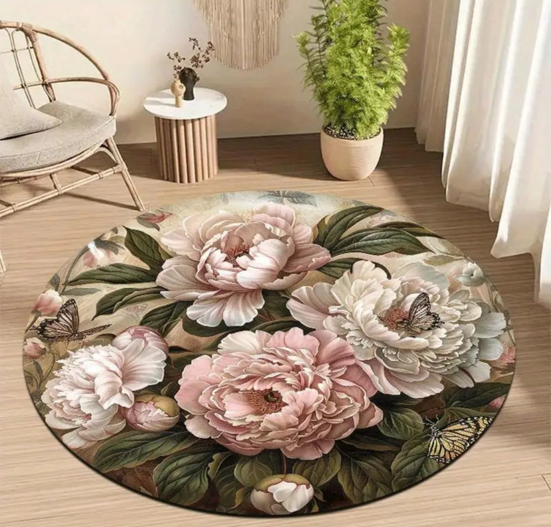 Floral round rug