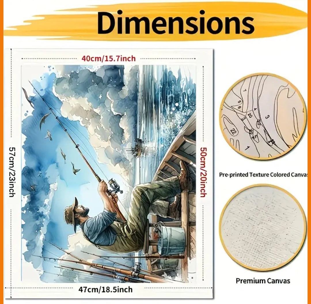Fishing Scene Paint by Numbers Kit – 40 x 50 cm Canvas